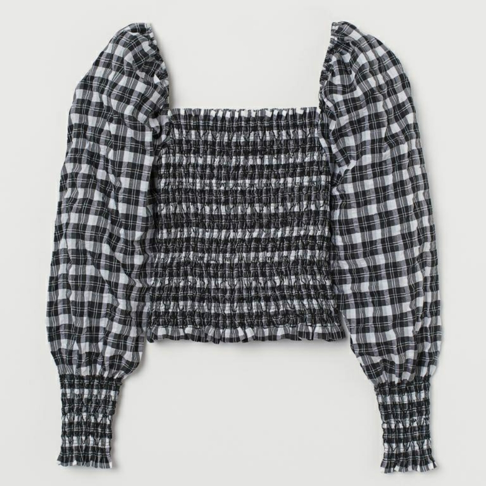 NWT Black and White Plaid Top Size L